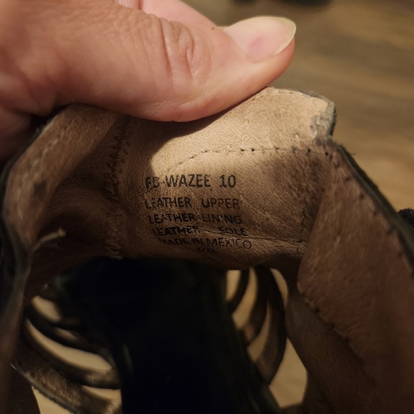 Freebird By Steven Wazee Black Heeled  Boots with Strappy Design Size 10 - Picture 6 of 9